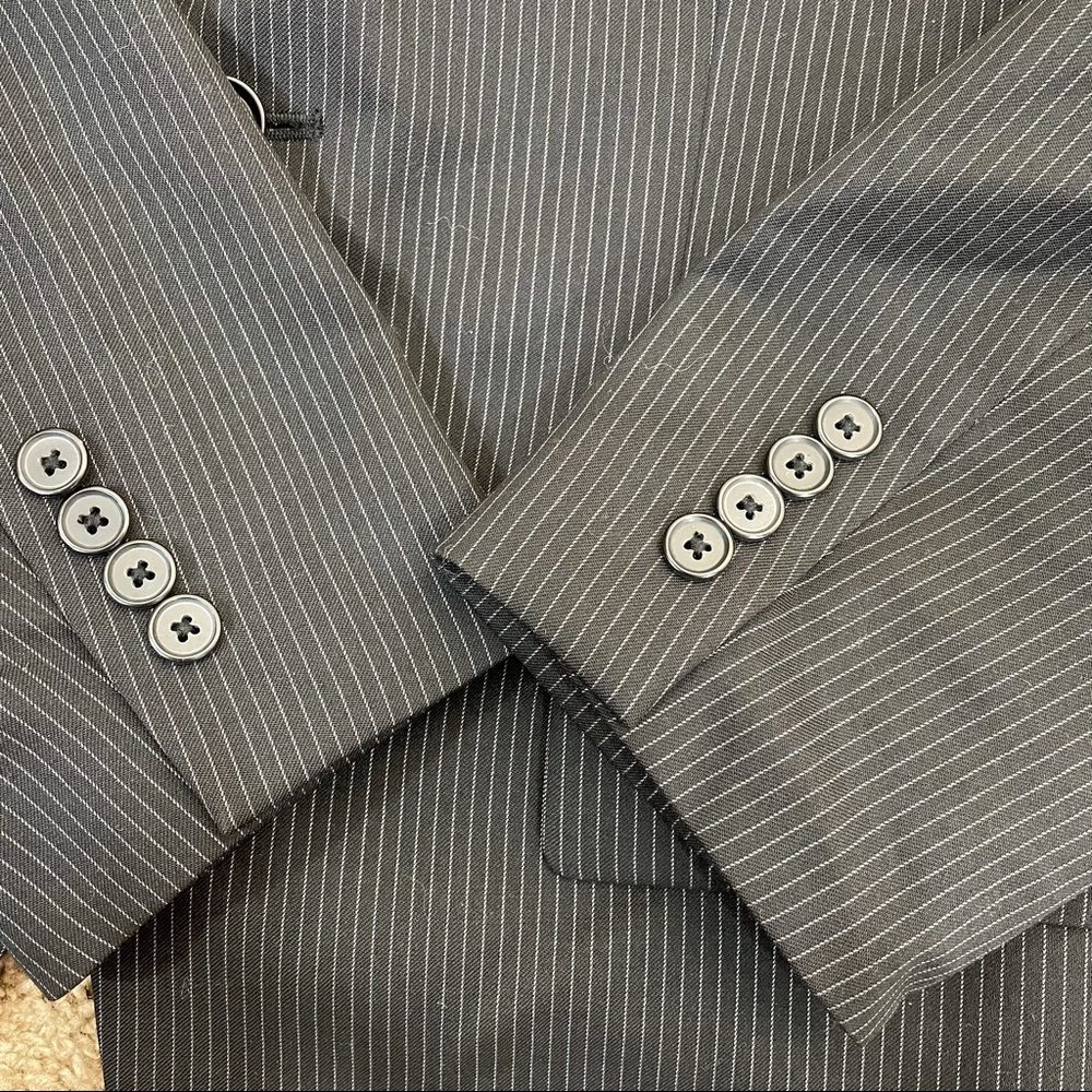 Apt 9 Gray Stripe Three Button Wool Blazer - image 8
